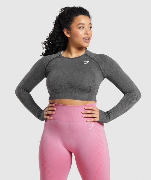 Damske Crop Top Gymshark Vital Seamless 2.0 Long Sleeve Siva | WJ7934218